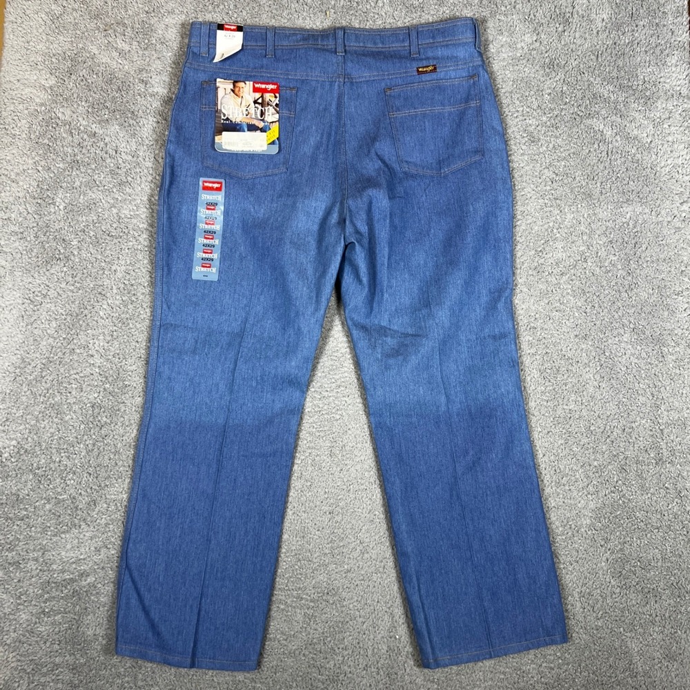 Wrangler Stretch Denim Jeans Mens‎ 42x29 Blue Classic Fit Straight Leg NEW